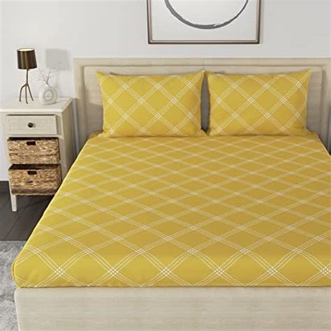 Huesland by Ahmedabad Cotton 144 TC Cotton Bedsheet for Double Bed with ...