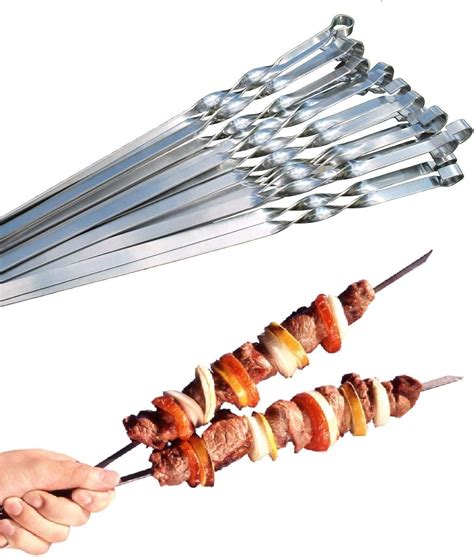 Extra Strong Stainless Steel Skewers for Meat Shish Kebab 40 50 60 cm ...