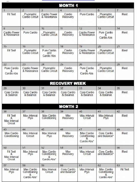 Insanity Calendar Month 1 | Insanity workout calendar, Workout calendar ...