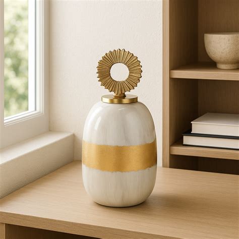 Pearl White and Gold Sculpture