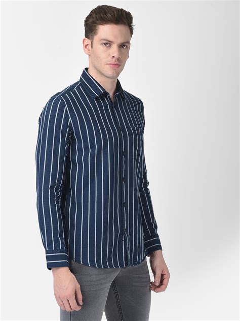 Navy Blue Striped Shirt - Crimsoune Club