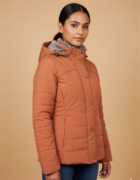 Women’s Rust Hooded Puffer Winter Jacket – Madhuri Woollens