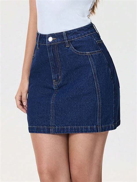 Selenza Women Plain Simple Casual Denim Skirt For Summer Denim Skirts ...