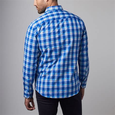 Button-Up Shirt // Blue + Light Blue Plaid (S) - RGB Black Label ...