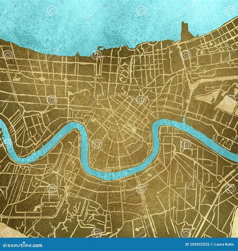 New Orleans French Quarter Louisiana Uptown Downtown Riverbend Mississippi River Delta Map ...
