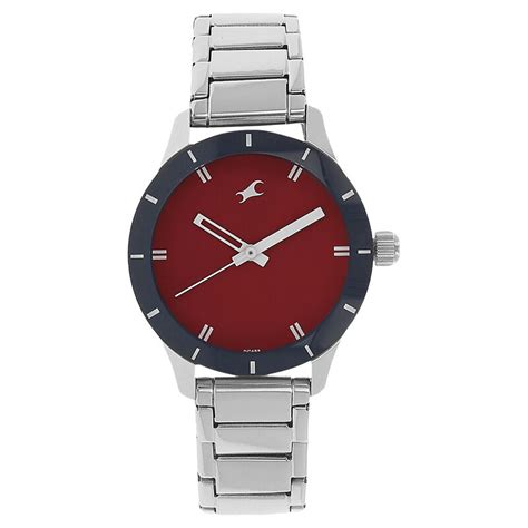 Buy Online Fastrack Quartz Analog Red Dial Stainless Steel Strap Watch ...