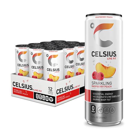 CELSIUS Sparkling Raspberry Peach, Functional Energy Drink 12 fl oz ...