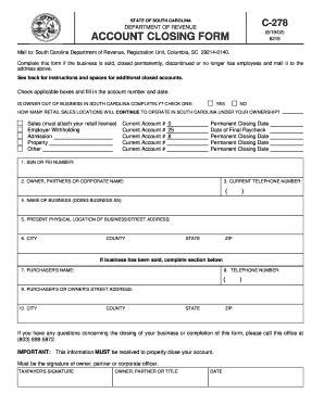 SC DoR C-278 2002 - Fill out Tax Template Online