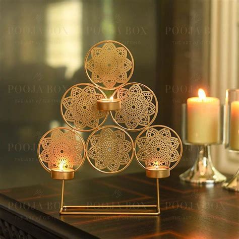 Buy Handcrafted Trikona T-light Holder Online in India - Mypoojabox.in