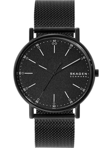 Skagen Signatur Three-Hand Black Steel-Mesh Watch Skw6579