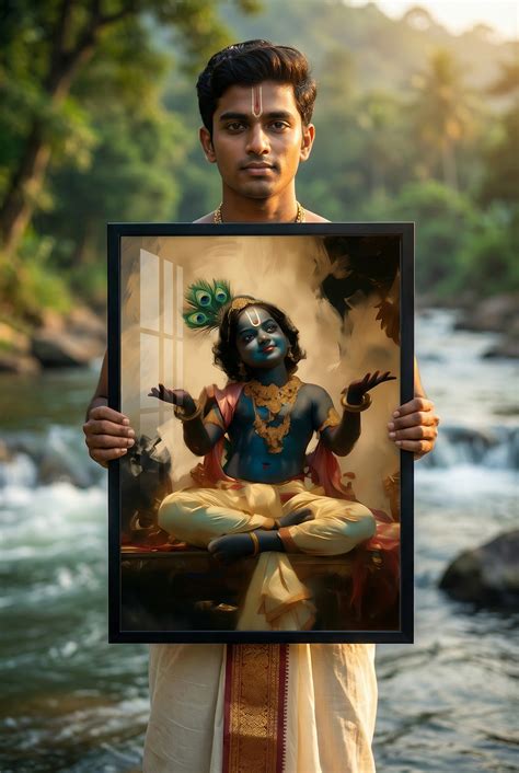 Krishna Maya Photo Frame | Lord Krishna Divine Wall Art | Glossy Lamin ...