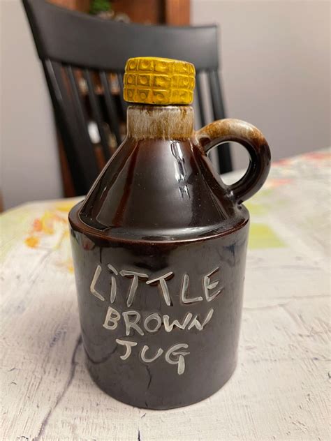 Vintage Little Brown Jug, With Yellow Cap - Etsy