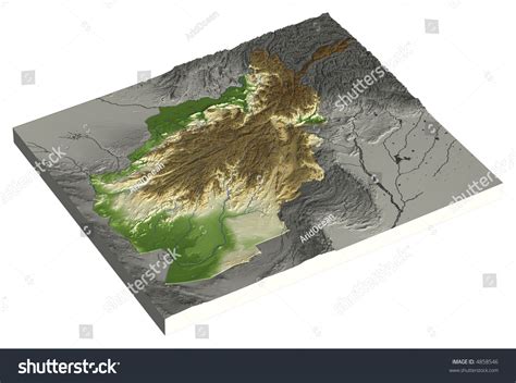 3d Relief Map Afghanistan Line Sight Stock Illustration 4858546