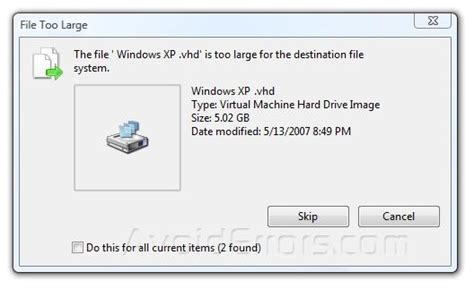 Image result for File Too Large Error Message
