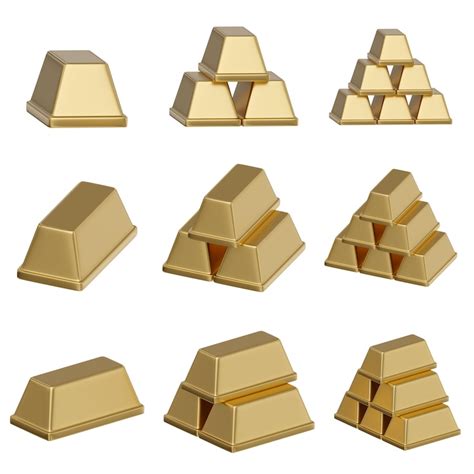 Cartoon style stack of gold bar 3d graphic | Premium PSD