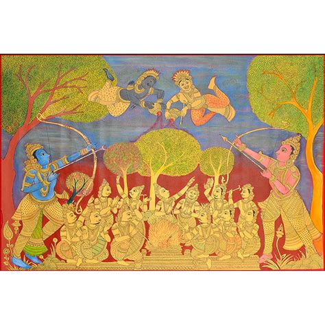 Kalamkari - Ram and Laxman protectign the yagna from demons – Meri Katha