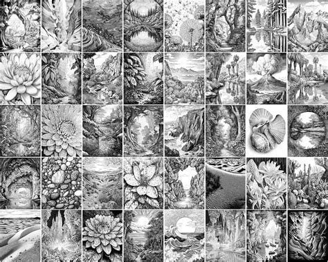 Nature Landscapes he Colors of Earth Coloring Book, Beautiful Flowers ...