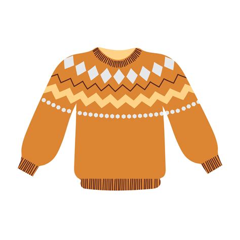 Cute knitted sweater. Hand drawn flat cartoon vector isolated ...