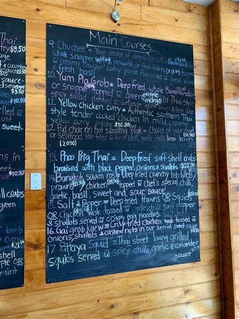 Menu at Little Siam restaurant, Gungahlin