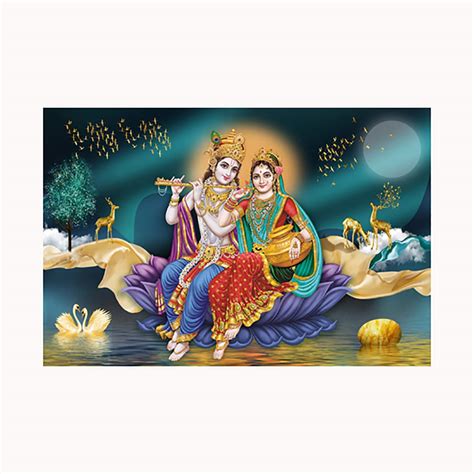 Dharvika Innovations Radha Krishna Poster Sparkle Coated Self Adhesive ...