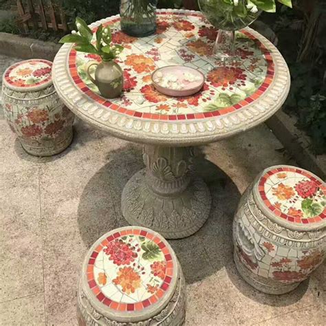 陶瓷 精致休闲套椅 马赛克创意花园庭院户外露台阳台桌椅桌公园