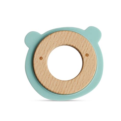 Little Rawr Wood + Silicone Disc Teether- BEAR Shape- Blue – Sohii India
