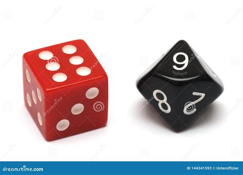 A Pair of Dice - One is Red Six Sided while the Other is Black Ten ...