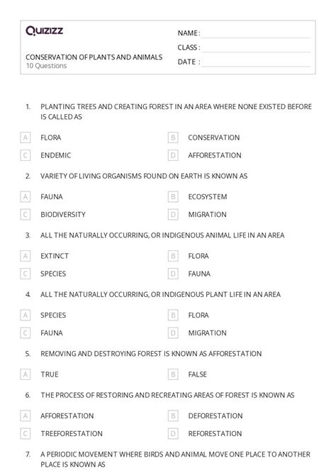 50+ Plants, Animals, and the Earth worksheets on Quizizz | Free & Printable