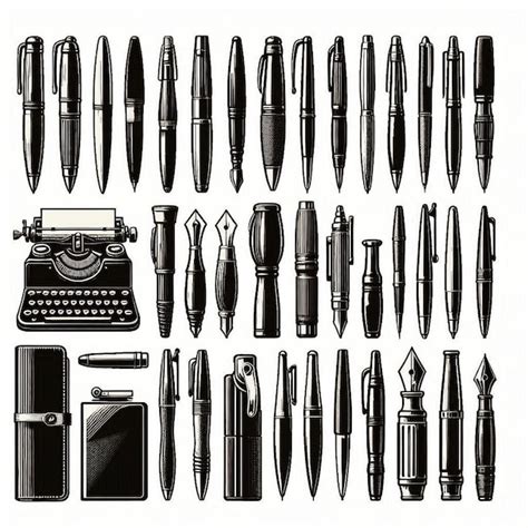 Pen shiloute set vector | Premium AI-generated vector