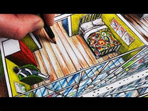 How to Draw a Room in One-Point Perspective: Bird's Eye View Video ...