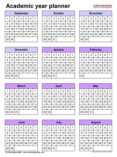 Free Academic Year Planners in PDF Format - 36 Templates