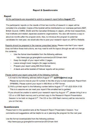 Questionnaire Report Example 的图像结果