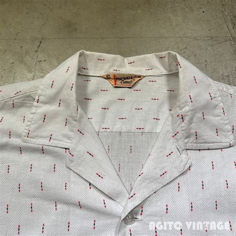 60's TOPSALL Casuals プリントコットンオープンカラーシャツ 開襟 グッドコンディション Lサイズ 吊りタグ ...