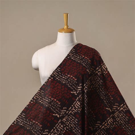 Black Bindaas Block Print Cotton Natural Dyed Fabric - Ab Kyun Uss Din ...