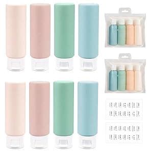 MAYCREATE® 8pcs 60ml Refillable Travel Bottles for Toiletries, Soft BPA ...
