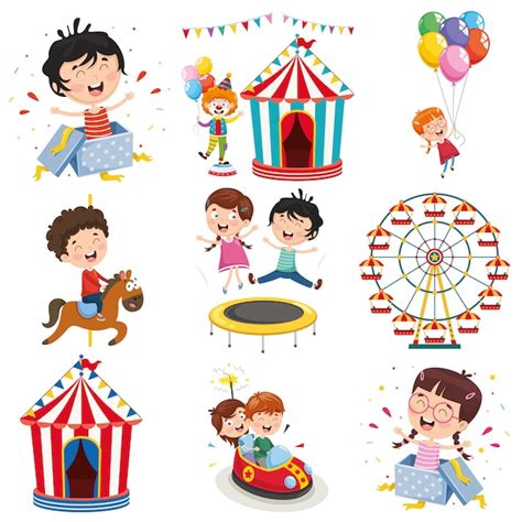 Vektor-Illustration des Vergnügungsparks | Premium Vektor