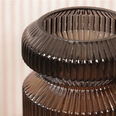 Brown 3 Tone Geometric Ribbed Glass Vase