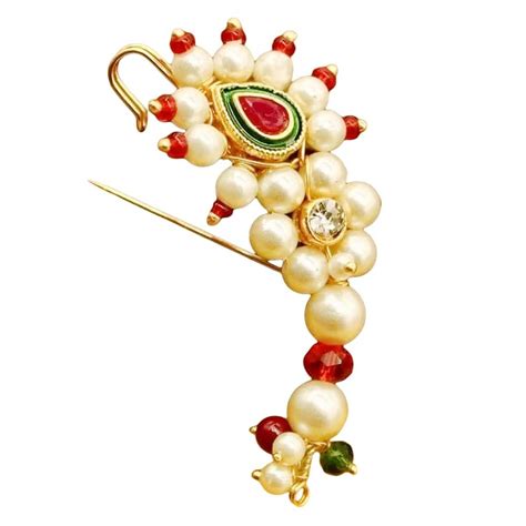 THANU'S CRAFT Maharastrian Marathi Banu Nath Safety Sari Pin Brooch for ...