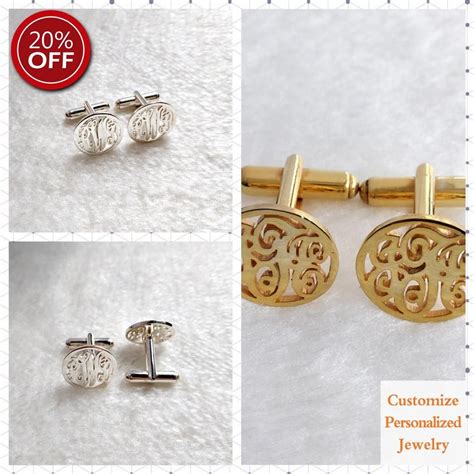Personalized Monogram Cufflinks,circle Initials Cufflinks,gold Men Cufflinks,engraved Monogram ...