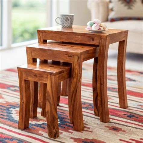 OXMIC Nesting Round End Table Set Of 2,Beautiful Wooden Antique Side ...