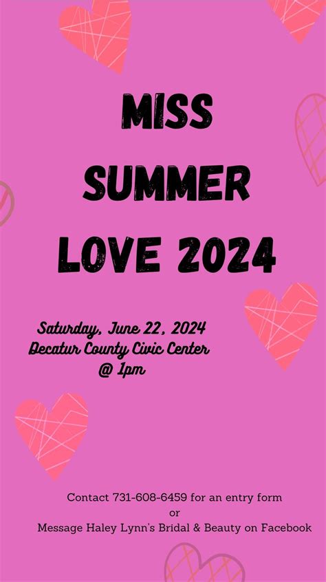 Miss Summer Love 2024, Decatur County Civic Center, Parsons, 22 June ...
