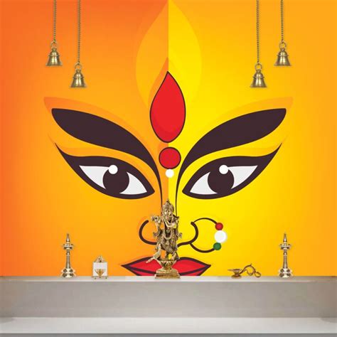 Elegant Maa Durga Face Wallpaper for Pooja Room - Magicdecor®