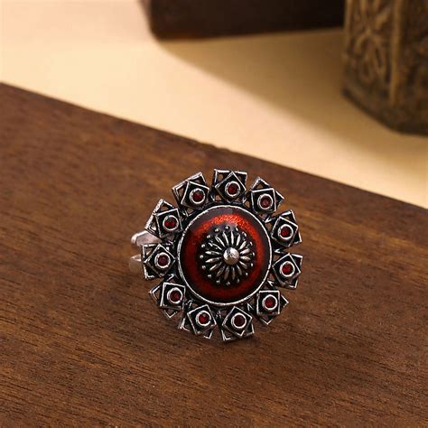 Arabian Nights Antique Silver Round Brass Rings – VOYLLA