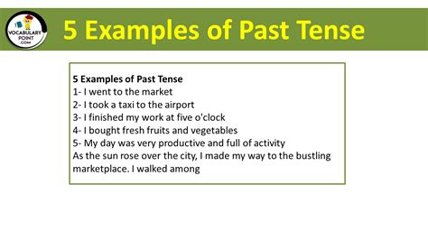 Image result for 20 Examples of Past Tense