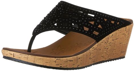 Skechers Cali Women's Beverlee Wedge Sandal,Black Dazzle,11 M US ...