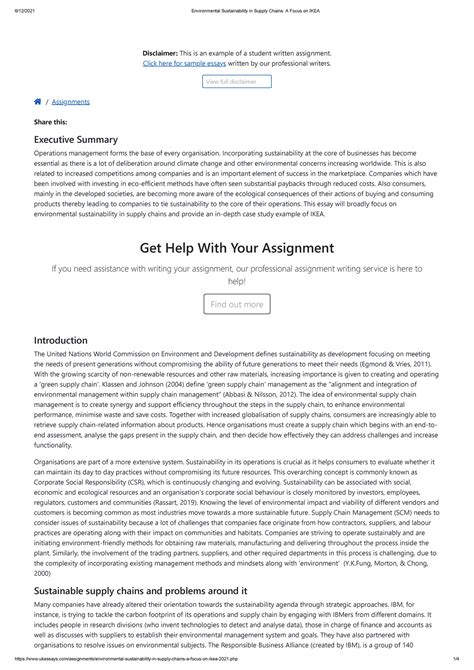 Environmental Sustainability in Supply Chains A Focus on IKEA ...
