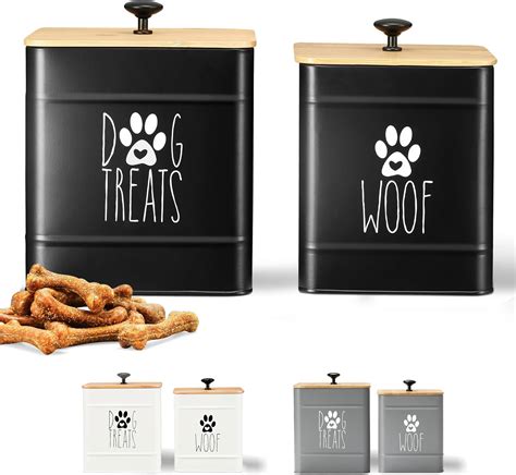 Amazon.com: PERFNIQUE Dog Treat Container, Dog Treat Jar Set of 2 with ...