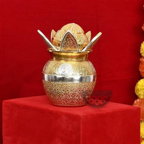 Piepot Gold-Silver Plated Pooja Kalash | German Silver Kalash for ...