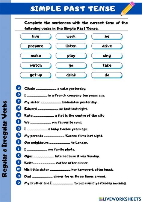 Past Simple Worksheet 的图像结果