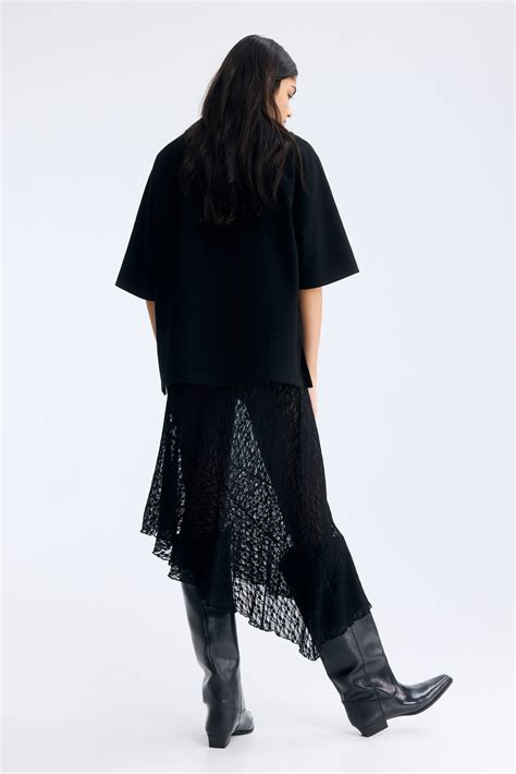 Asymmetric lace skirt - Black - Ladies | H&M IN
